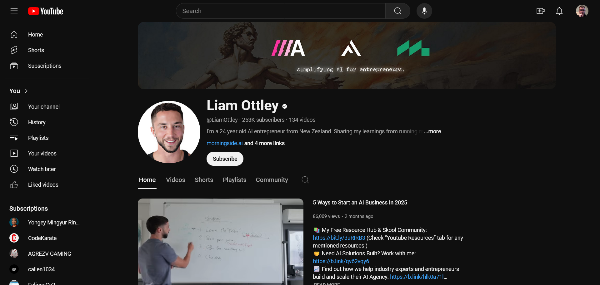 Liam Ottley YouTube Channel | Elite How To