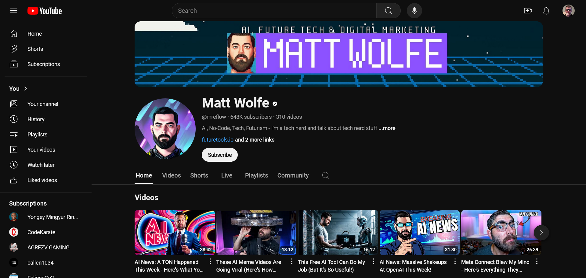 Matt Wolfe YouTube Channel | Elite How To